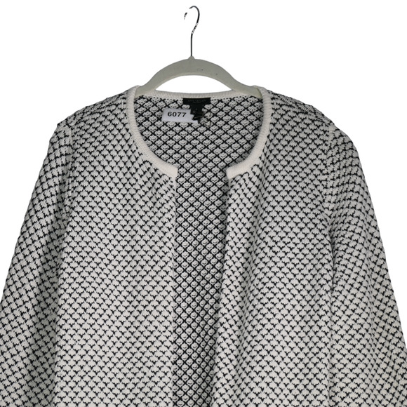 Ann Taylor Factory Cardigan Sweater Women Large Black White Classic Minimalist - Picture 2 of 6